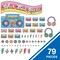Happily Ever Elementary Retro Remix 79-Piece Work That Rocks Motivational Bulletin Board Set, Boombox, Cassette Tapes, Headphone, Flowers and More Groovy Bulletin Board Decorations for Classroom Decor